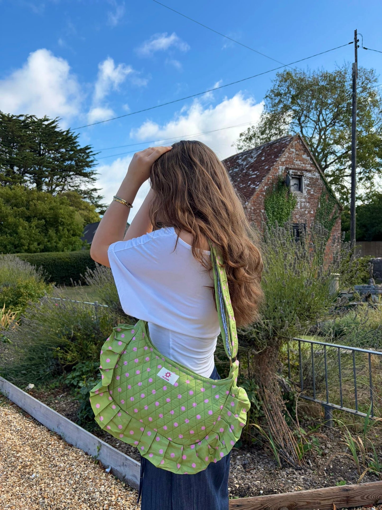 Sage Green & Pink Polka Frill Side Mini