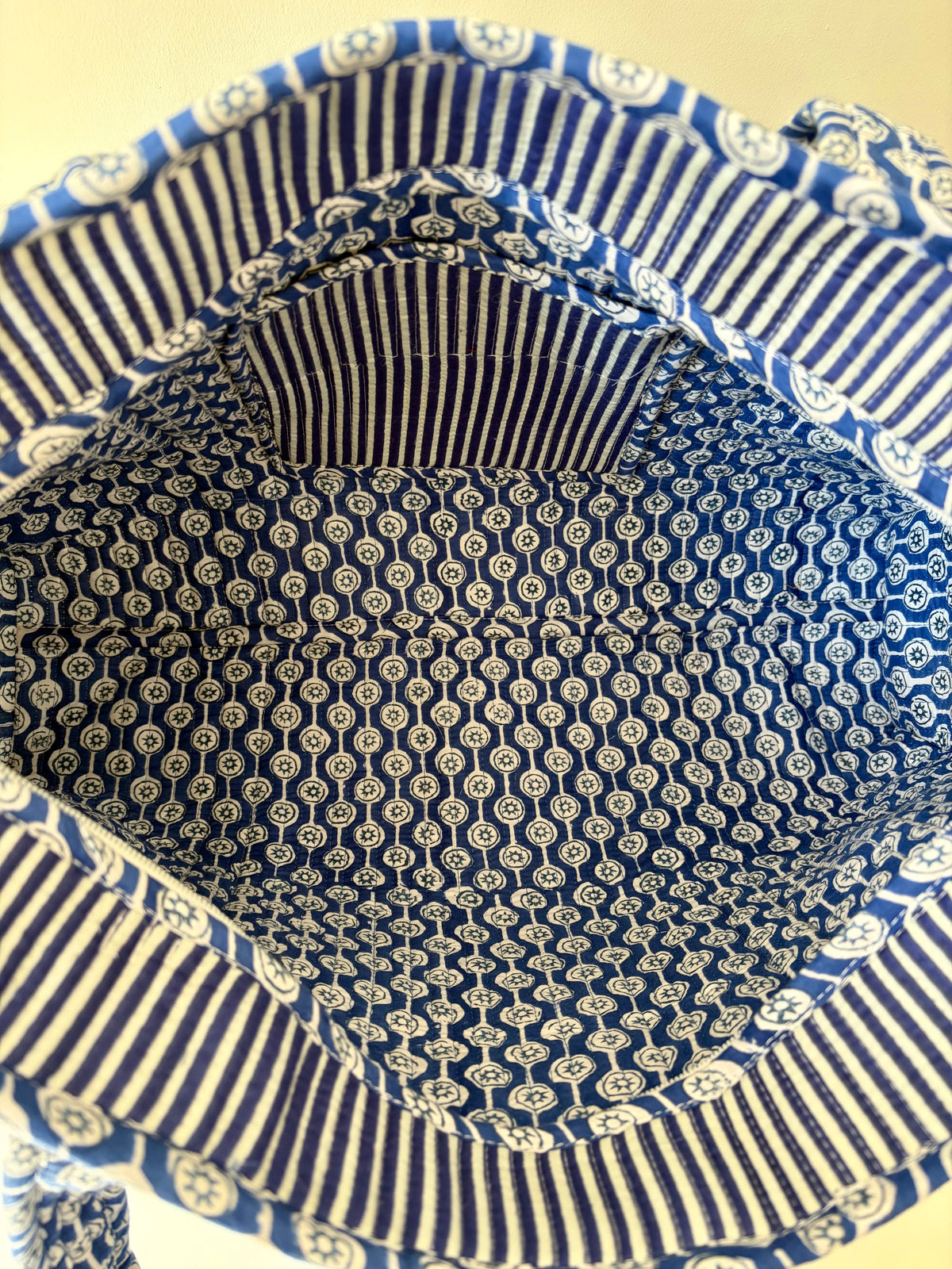 Blue & White Stripes Large Tote Bag