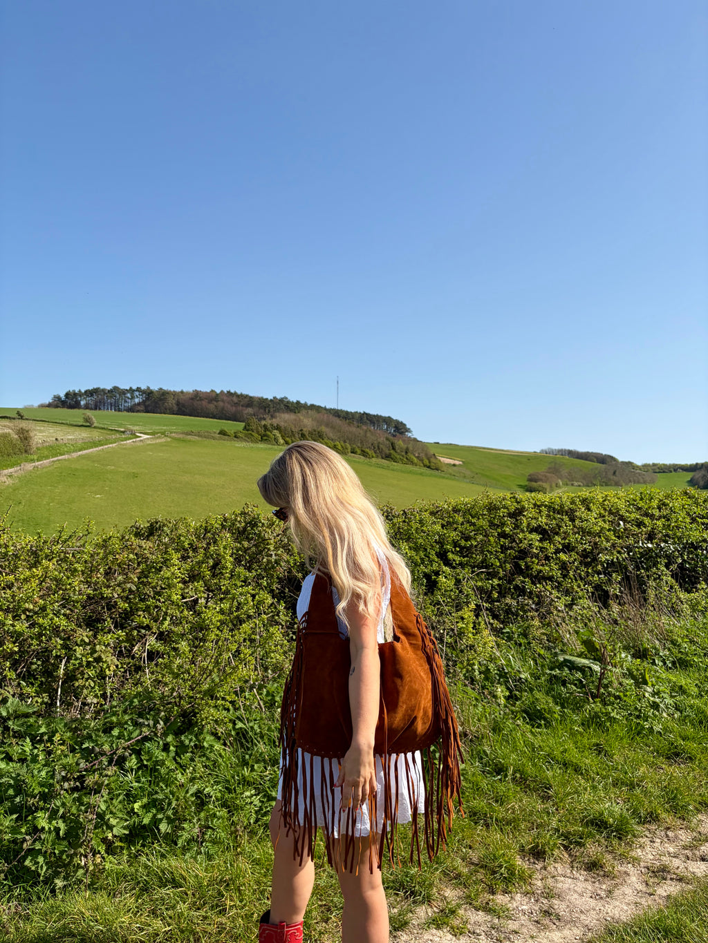Suede Tassel Tote Bag
