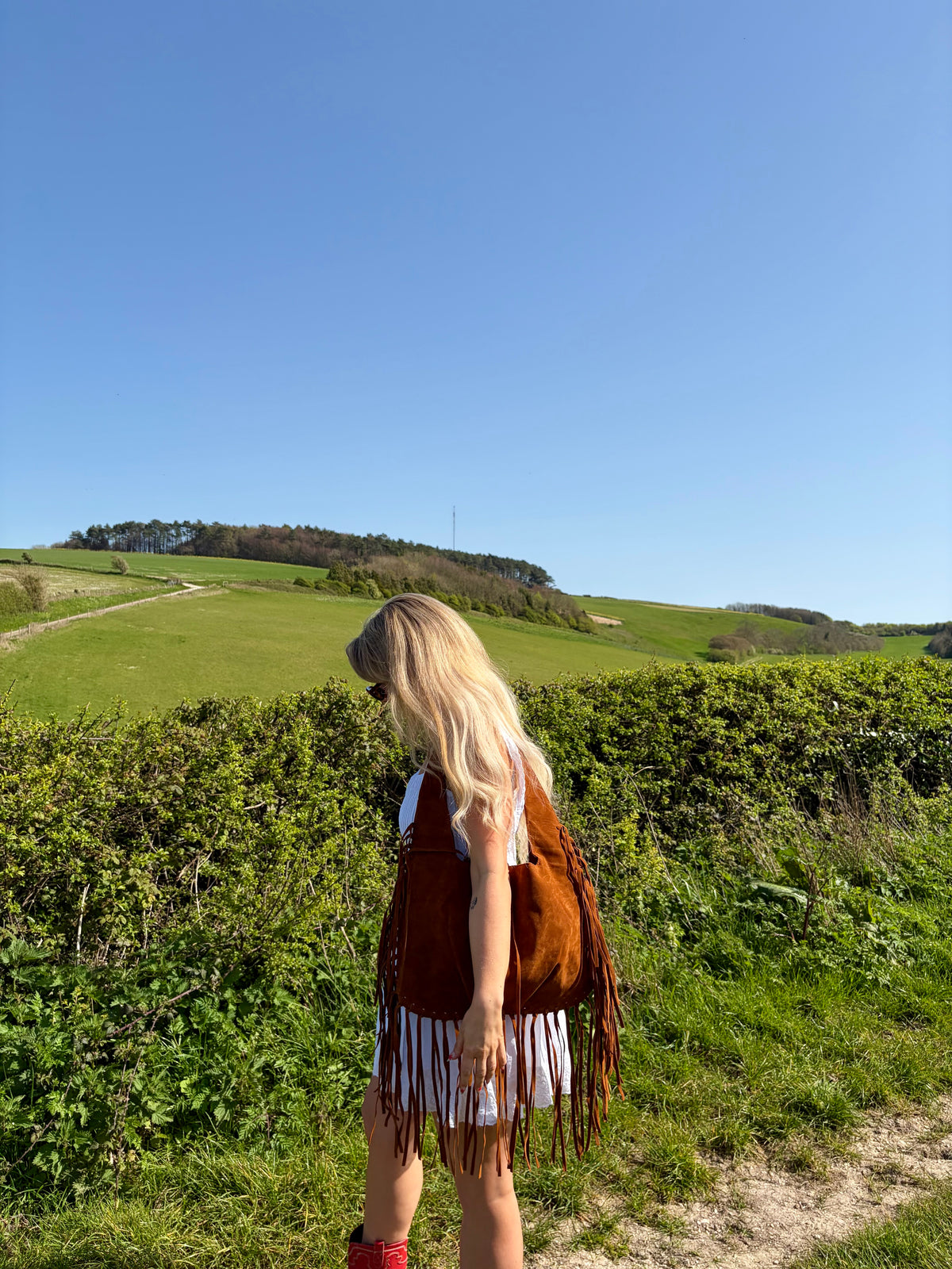 Suede Tassel Tote Bag