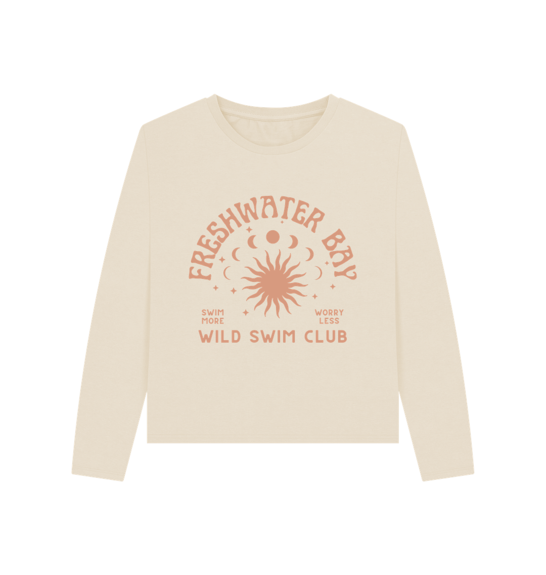 Oat Freshwater Bay - Women's Heavyweight Long Sleeve T Shirt - Wild Swim Club