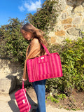 Burgundy Stripes Compartment Organiser Tote
