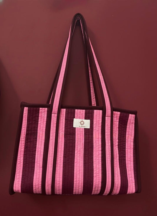 Burgundy & Pink Midi Tote Bag
