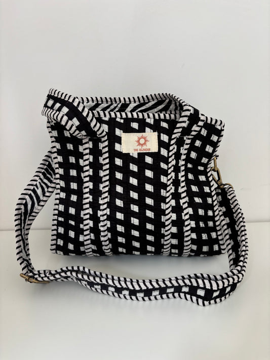 Black & White Gingham Mini Tote Bag