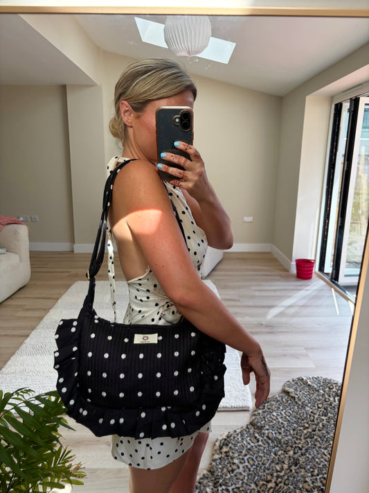 Black Polka Dot Frill Side Mini