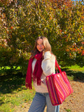 Winter Spice Stripes Large Tote