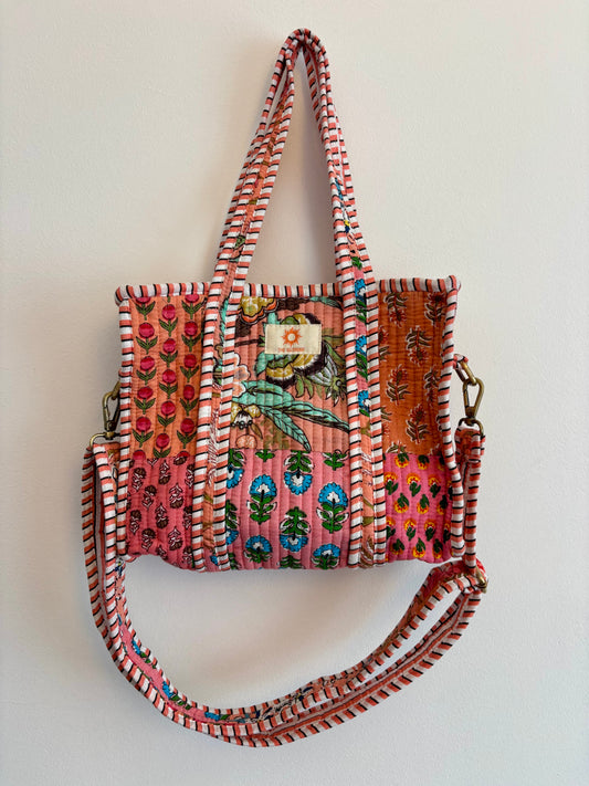 Pink & Peach Patchwork Mini Tote Bag