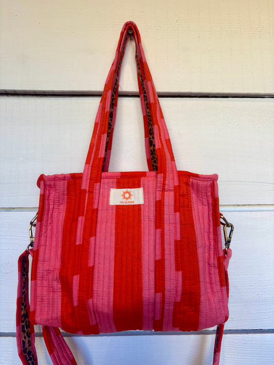 Coral Stripes Mini Quilted Bag