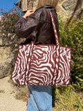 Brown Zebra Large Tote Bag