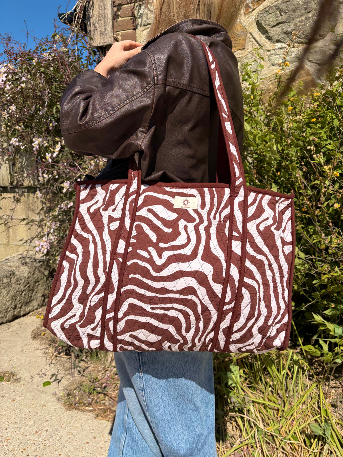 Brown Zebra Large Tote Bag