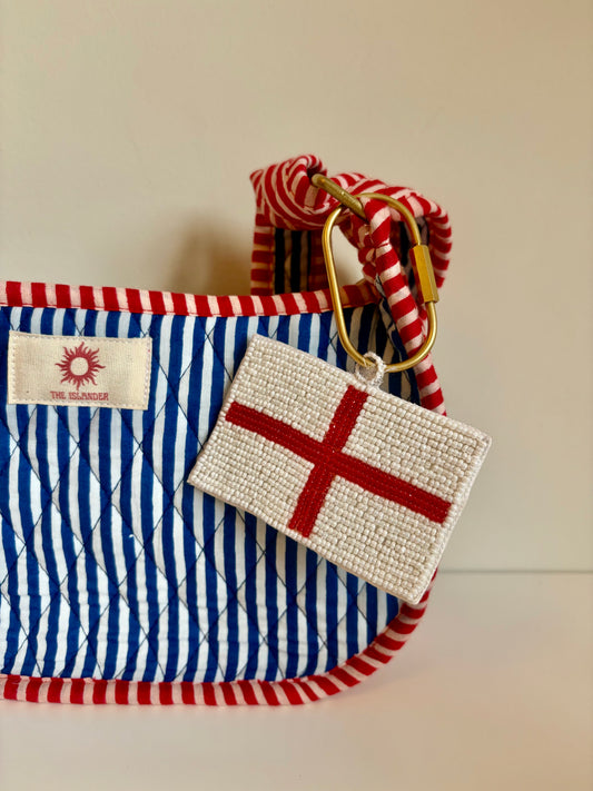 England Flag/World Cup Beaded Bag Charms - Handmade