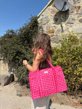 Pink Gingham Compartment Organiser Tote Bag