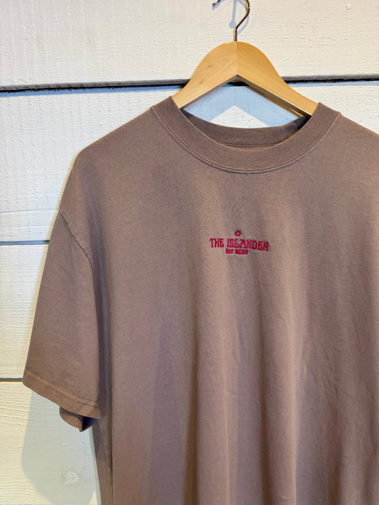Embroidered Tee (Pink threads) - Heavyweight, Oversized Faded T Shirt - Unisex