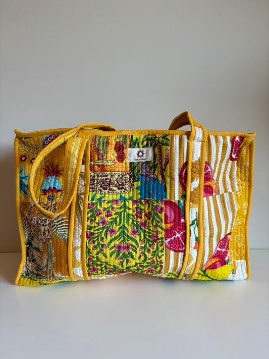 Yellow Patchwork Large Tote Bag