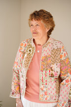 Beige Patchwork Quilted Jackets