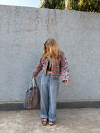 Grey/Blue Patchwork Quilted Jacket