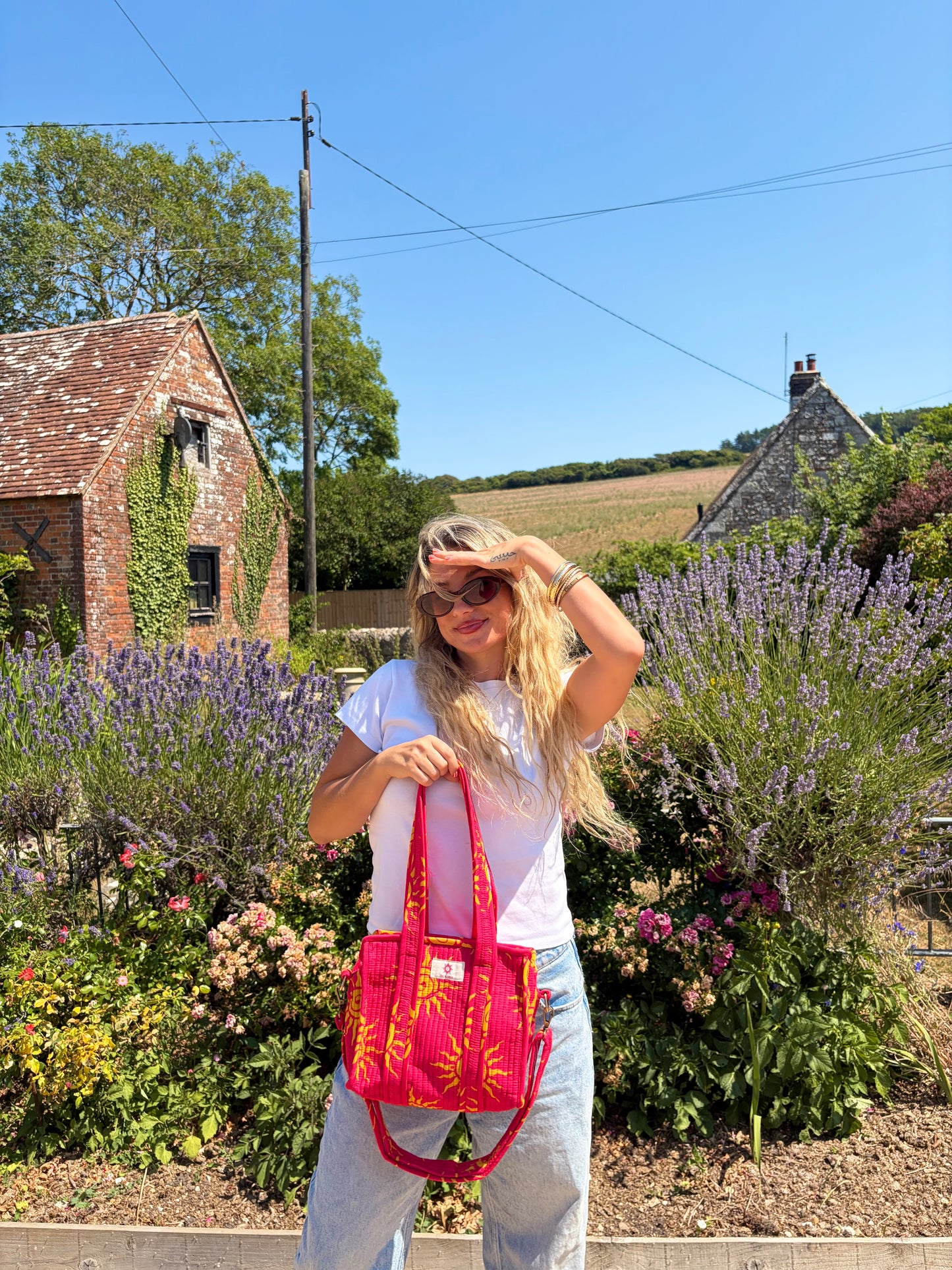 Pink & Yellow Suns Mini Tote Bag