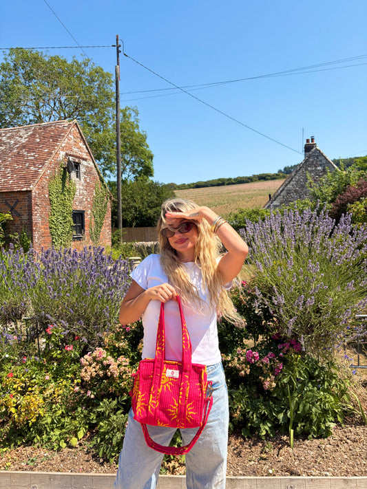 Pink & Yellow Suns Mini Tote Bag