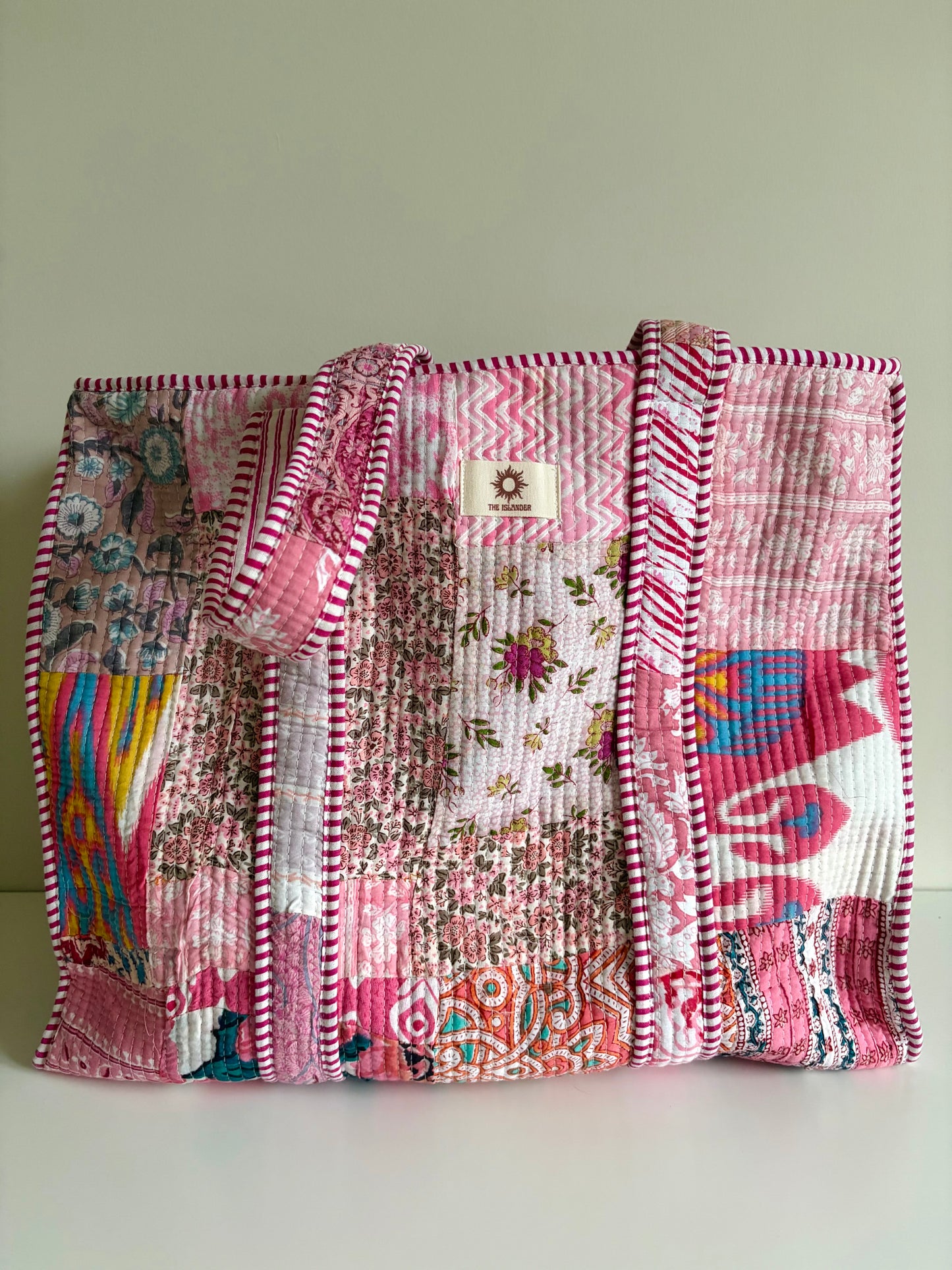 Spring Floral Patchwork Zipped Large Tote Bags