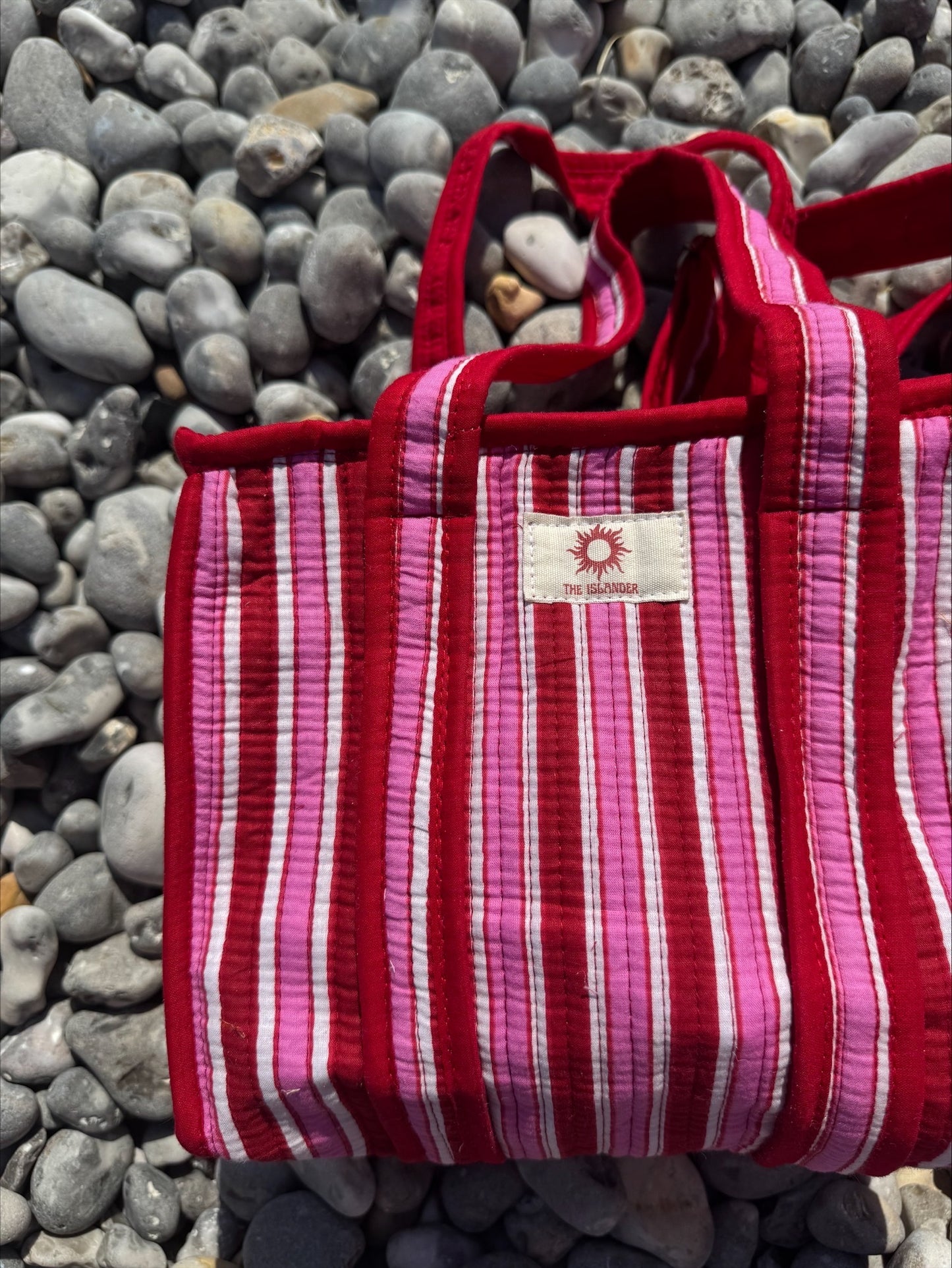 Pink & Red Stripe Mini Tote Bag