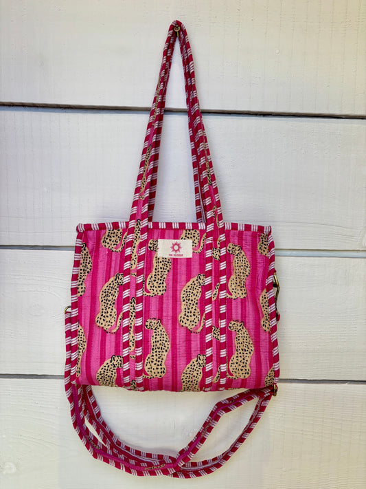 Pink/Orange Leopard Mini Tote Bag
