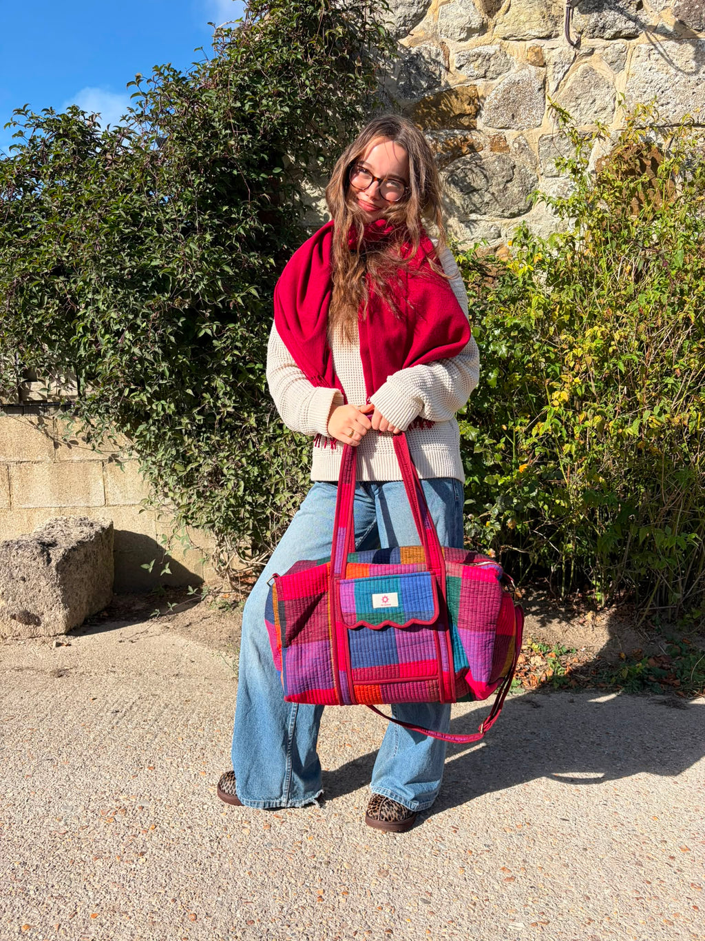 Colourful Madras Checks Duffle Travel Bag