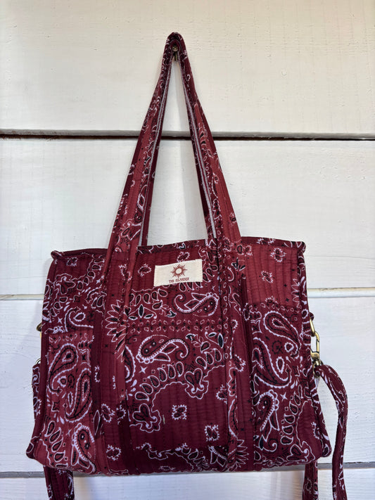 Burgundy Paisley Mini Tote Bag