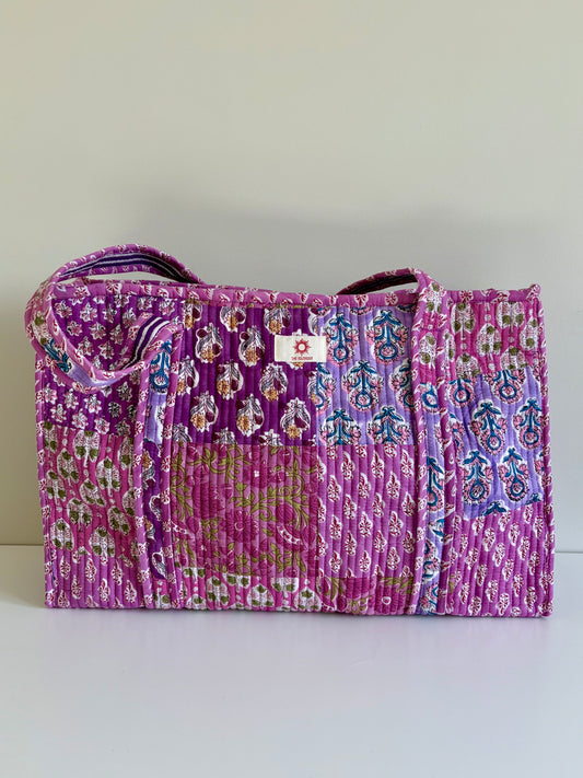 Purple Patchwork Large Tote Bag