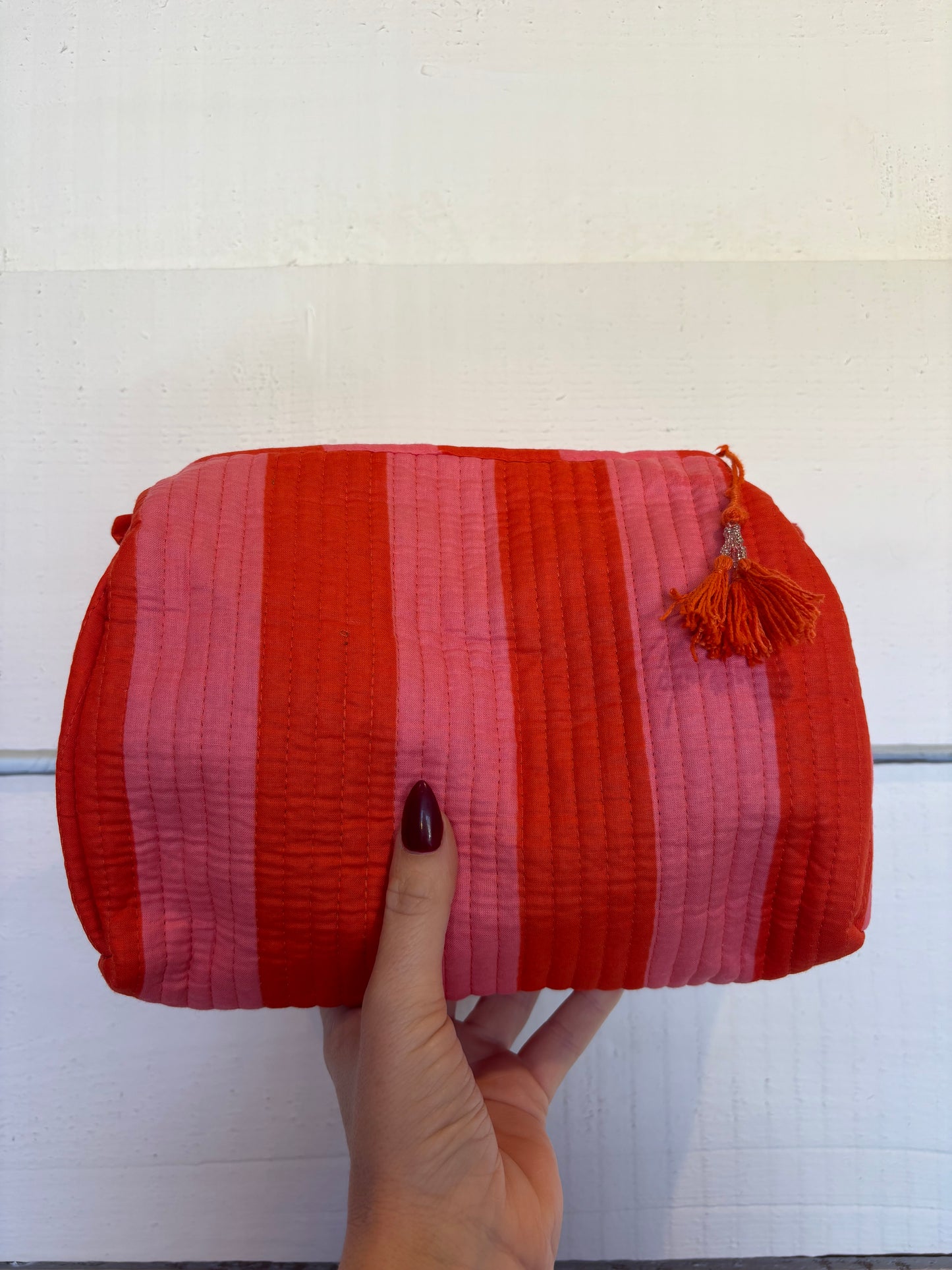 Coral Stripes & Leopard Print Tote