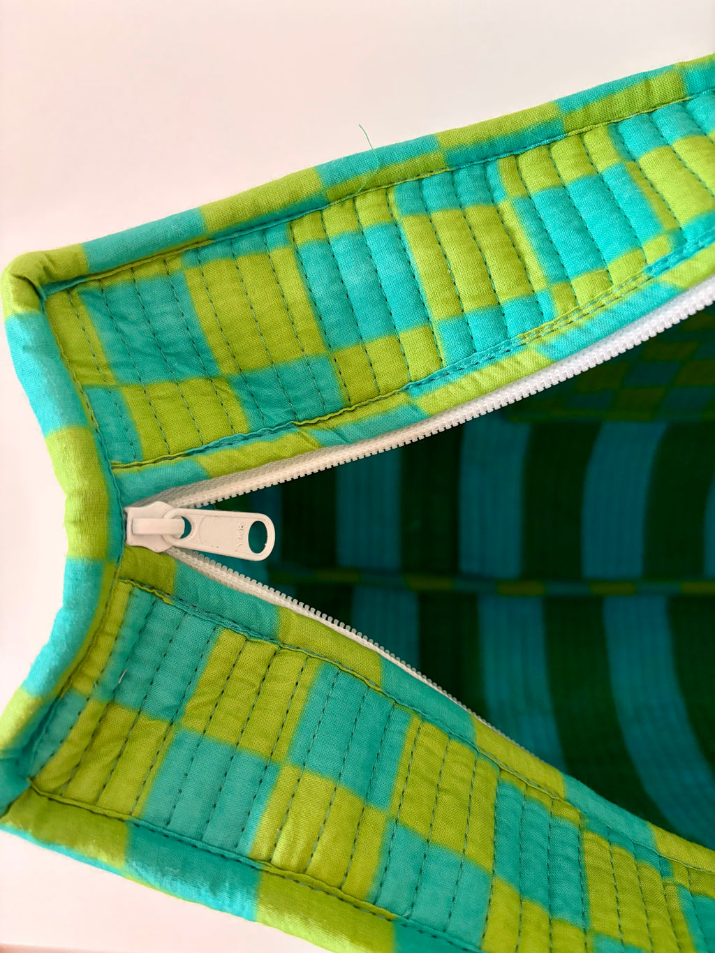 Green Checkerboard Large Tote (Zipped or Reversible)