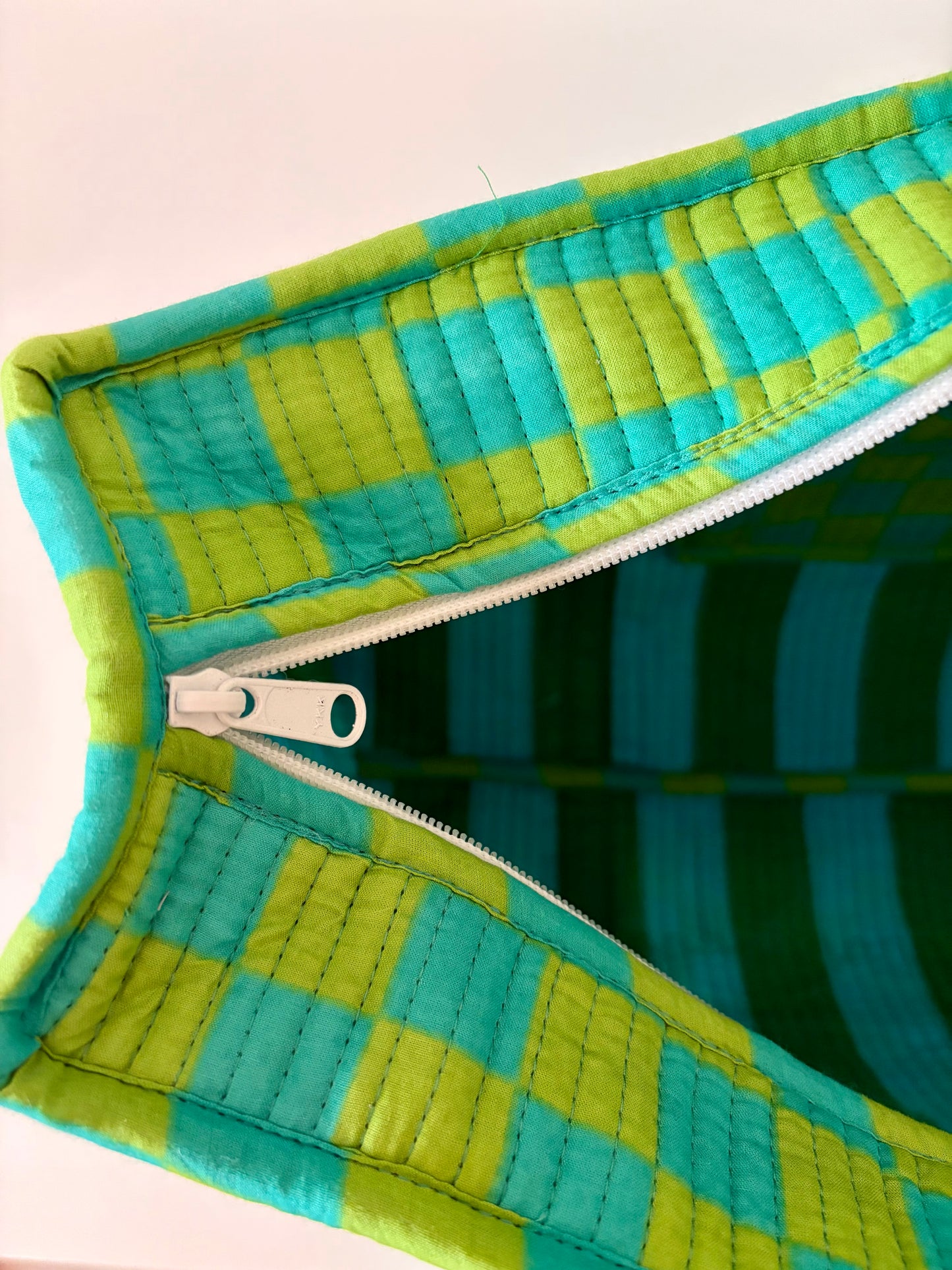 Green Checkerboard Large Tote (Zipped or Reversible)