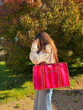 Pink Stripes Leopard Compartment Organiser Tote