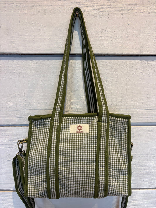 Green Gingham Mini Tote Bag