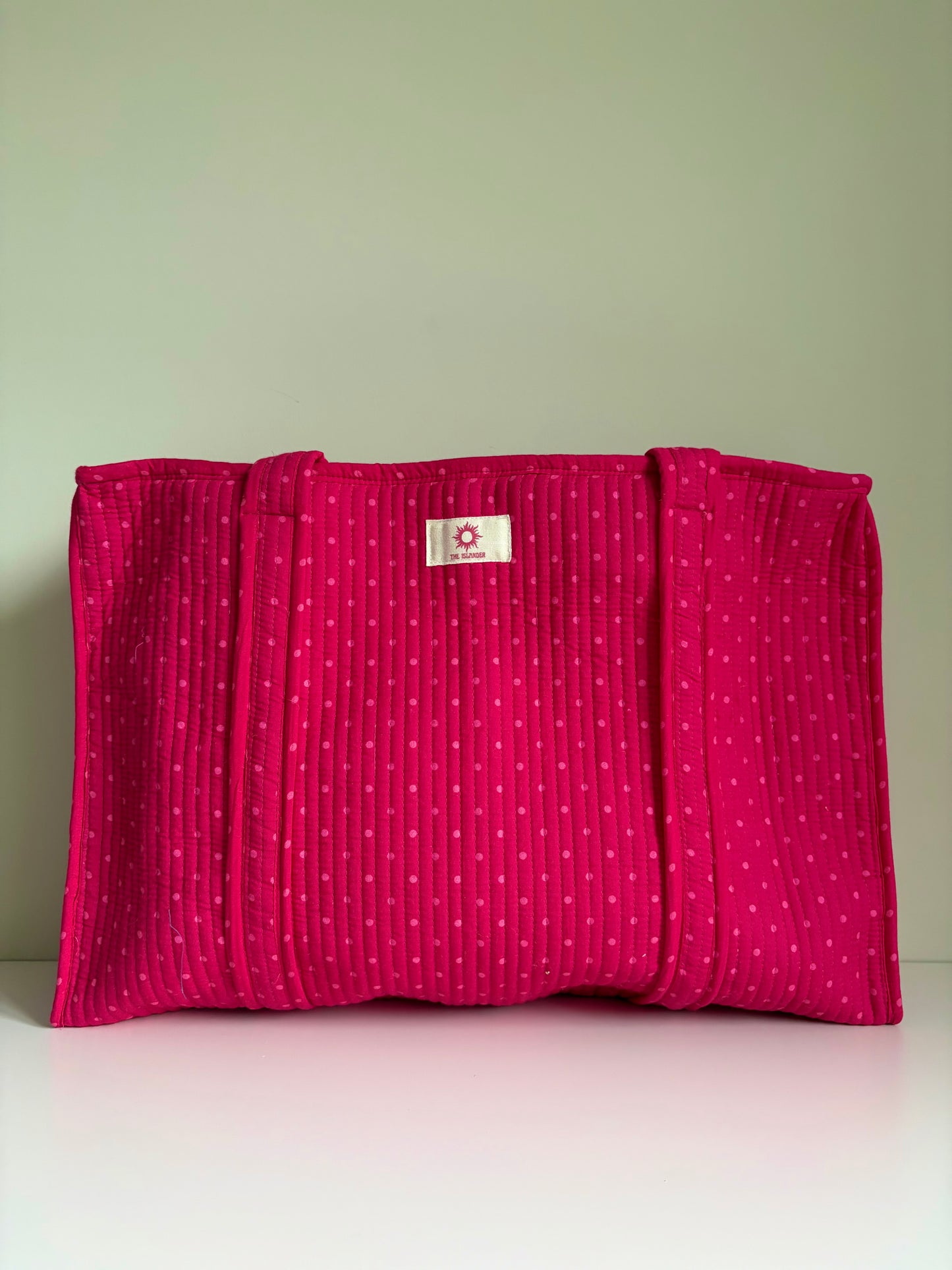 Pink Polka Dot Large Tote Bag