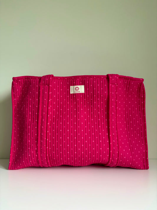 Pink Polka Dot Large Tote Bag