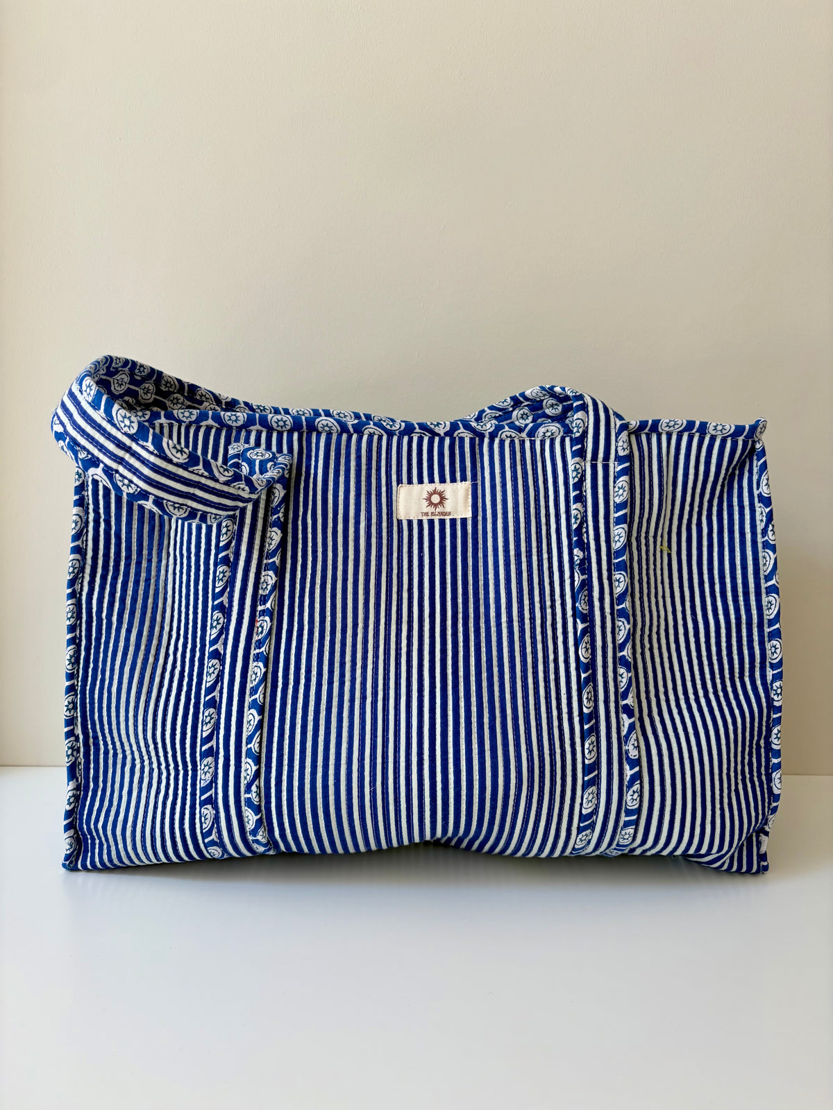 Blue & White Stripes Large Tote Bag
