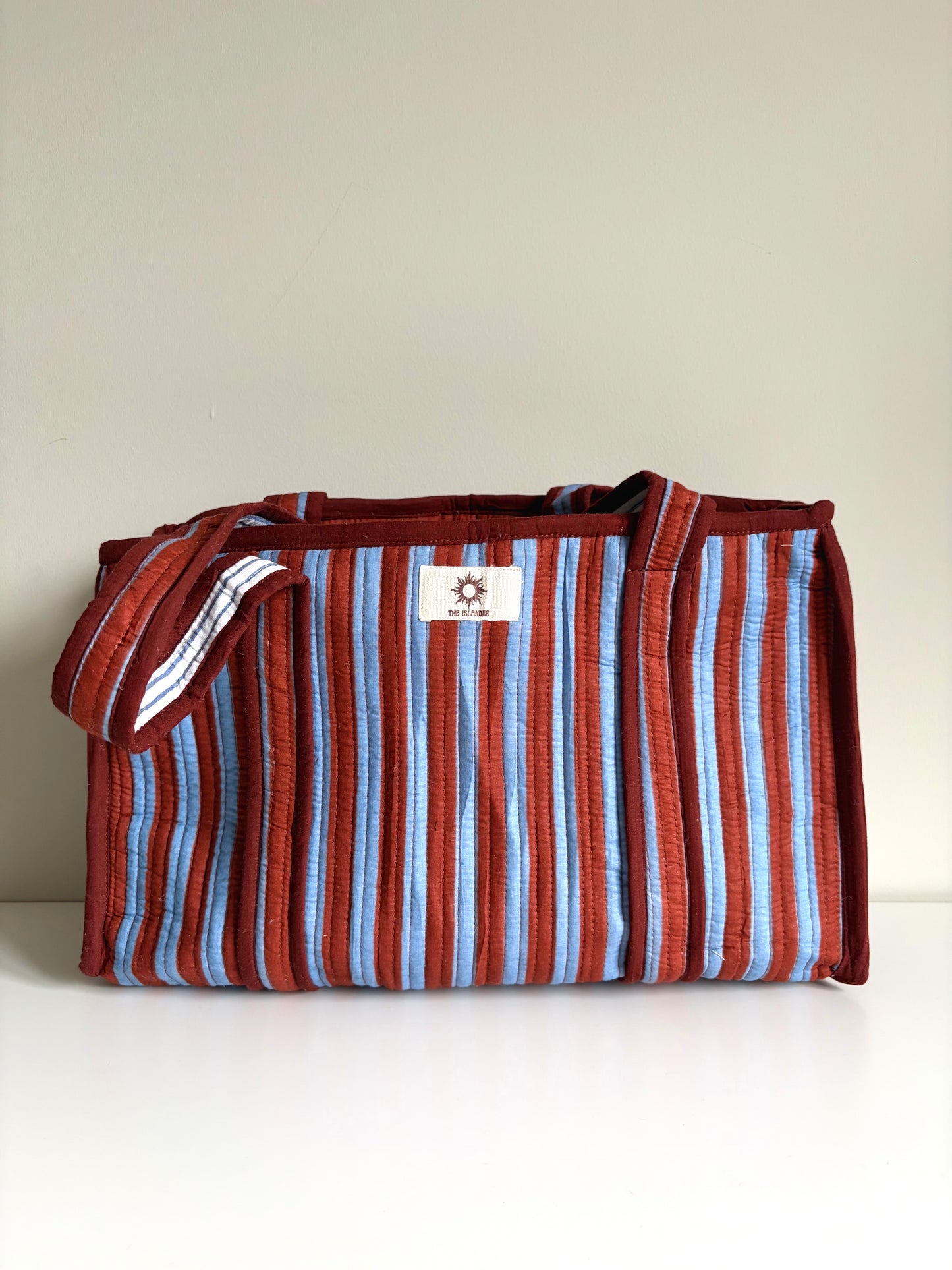 Blue & Brown Stripe Compartment Midi