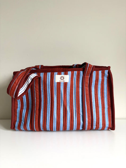 Blue & Brown Stripe Compartment Midi