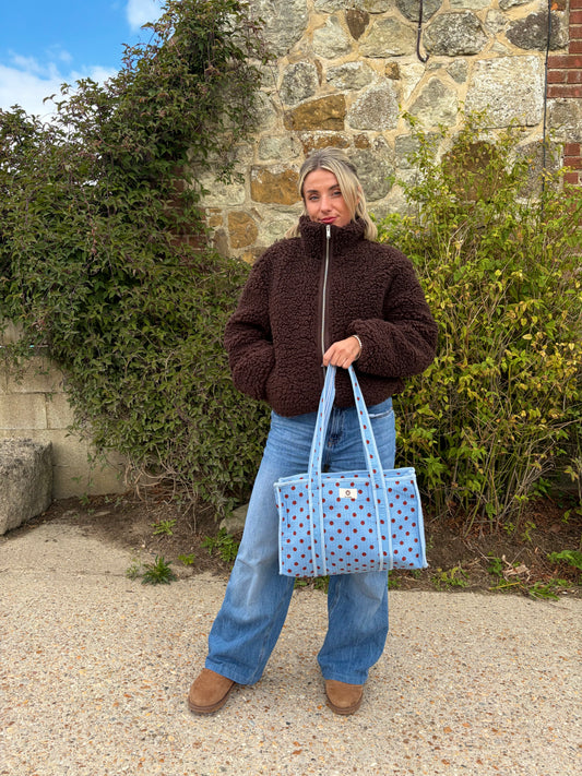 Blue & Brown Polka Compartment Midi