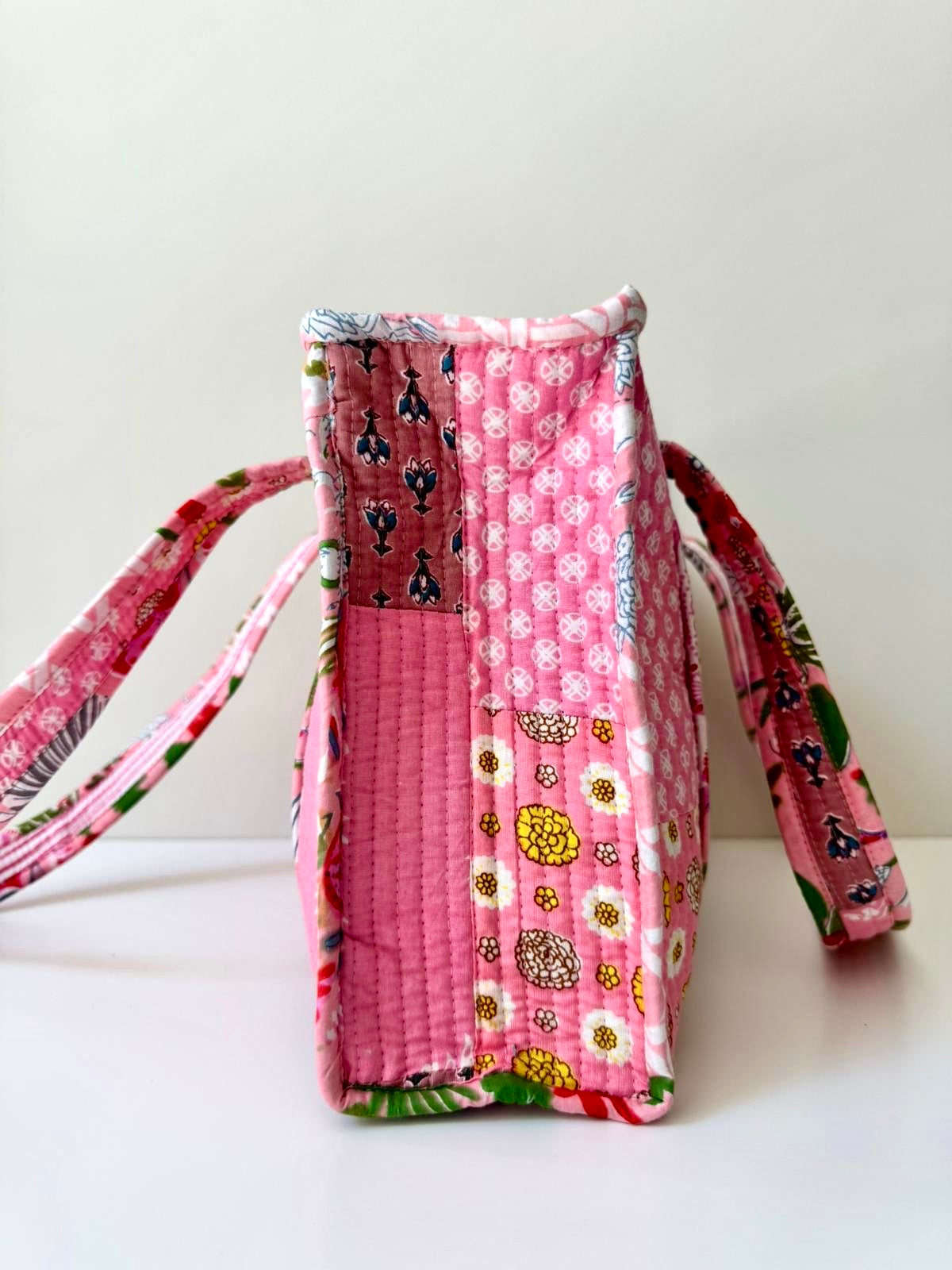 Baby Pink Patchwork Midi Tote