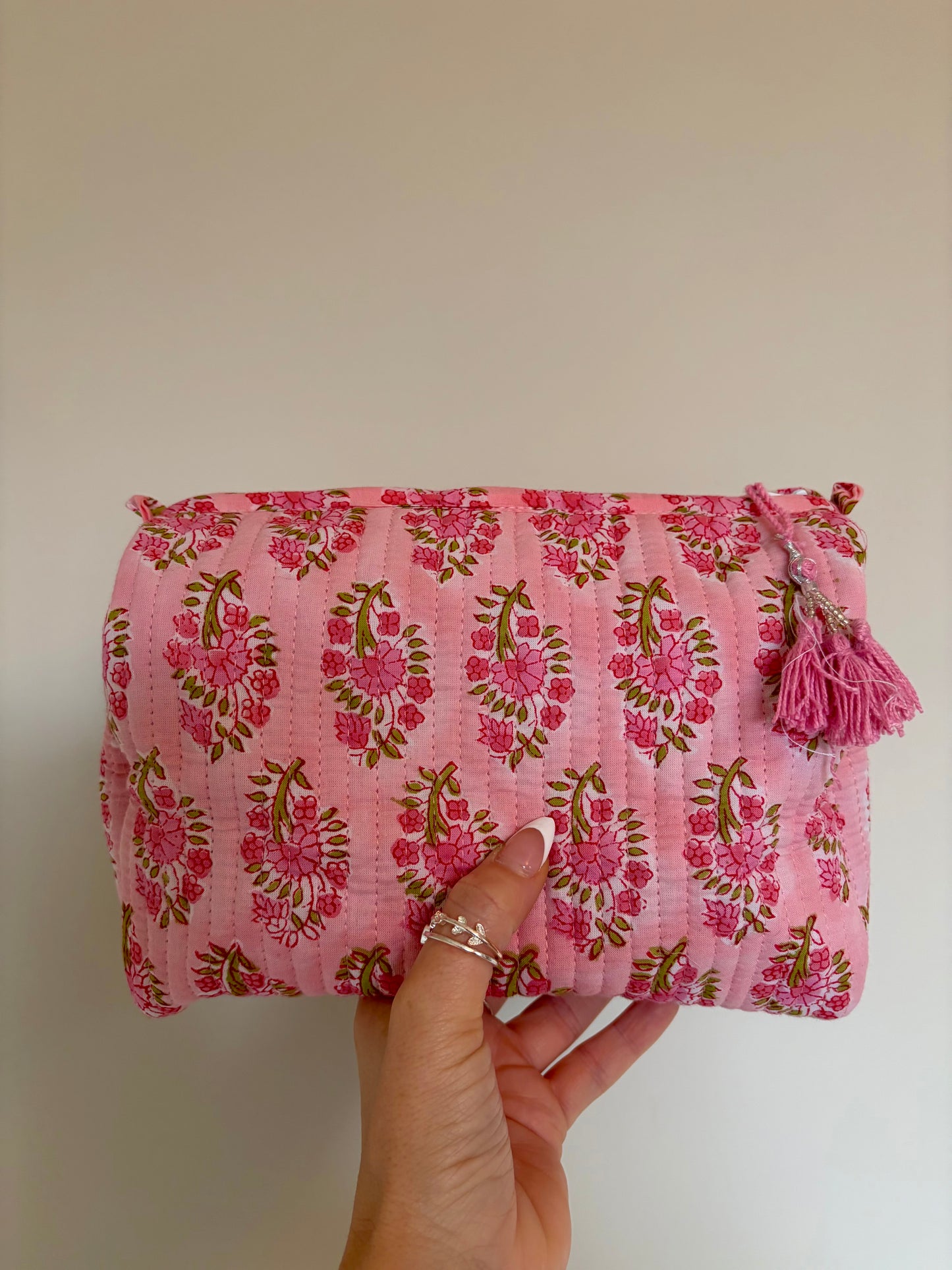 Spring Floral & Gingham Block Print Large Tote (Reversible or Zipped)