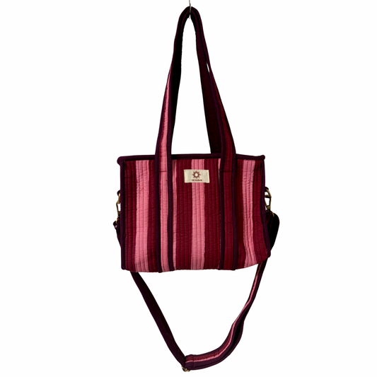 Burgundy & Pink Mini Tote Bag