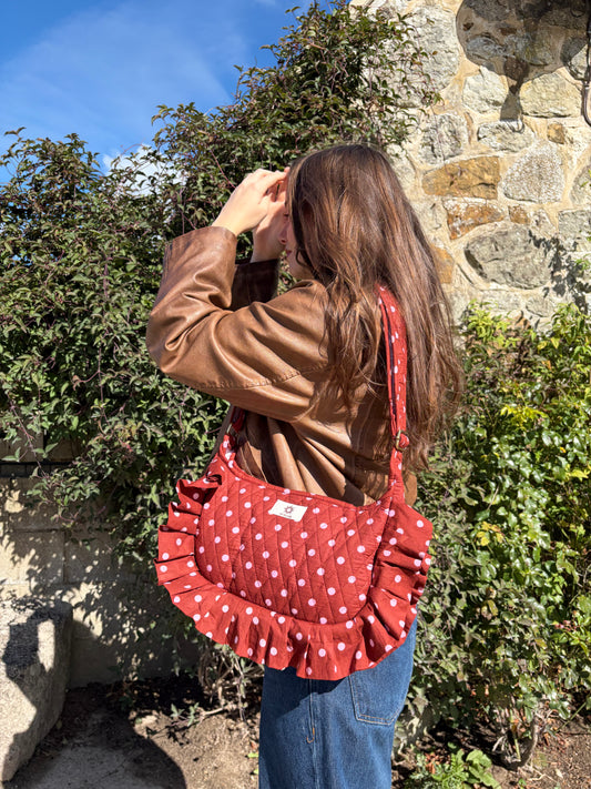 Brown Polka Frill Side Mini