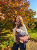 Brown & Blue Polka Frill