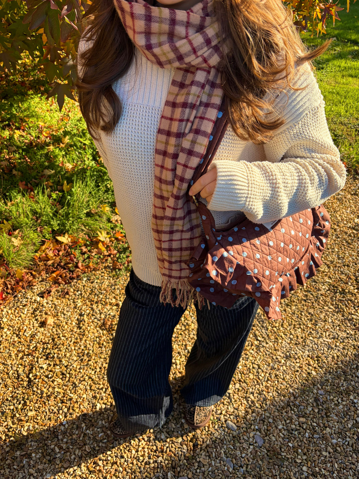 Brown & Blue Polka Frill