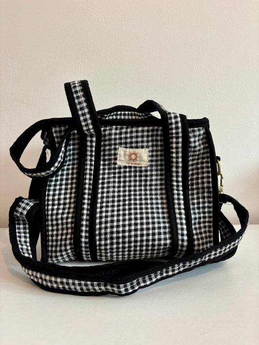 Black & White Gingham Mini Tote Bag