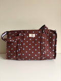 Brown And Blue Polka Midi Compartment Tote