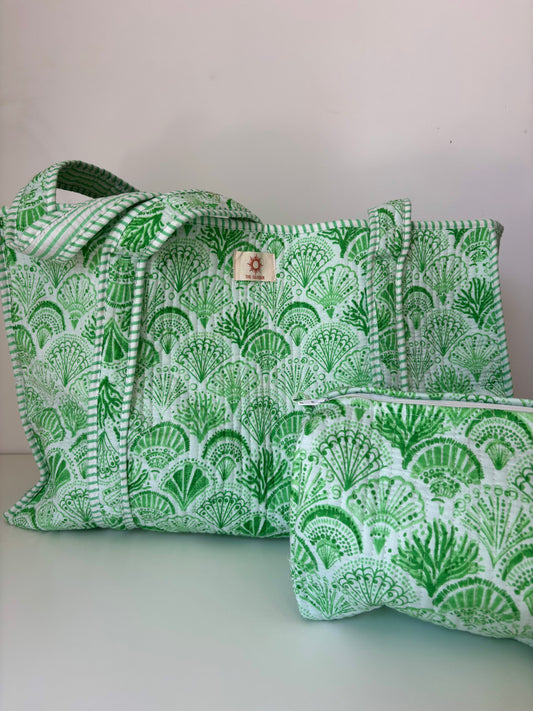 Green Shell Tote Bag Set