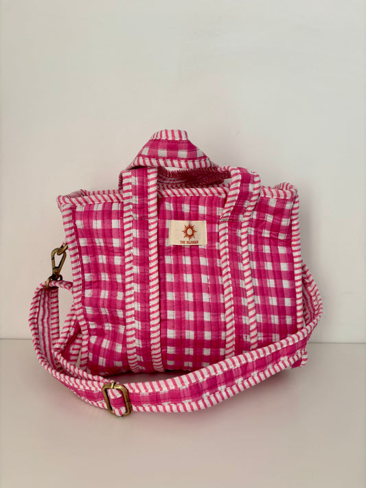 Pink Gingham Mini Quilted Bag