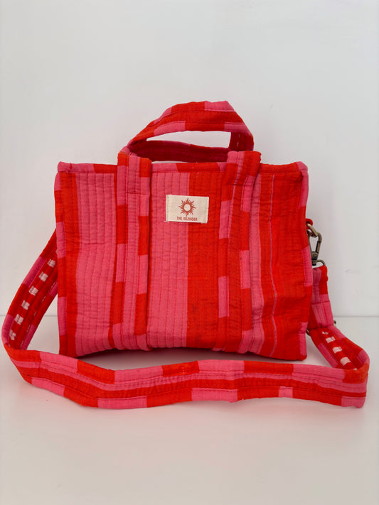Coral Stripes Mini Quilted Bag